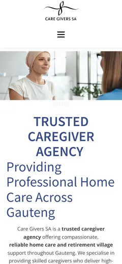 Care Givers SA mobile website design by Squirrel Media