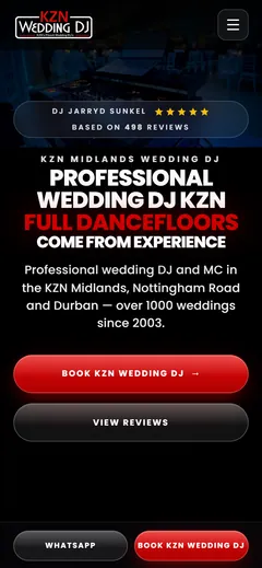 Jarryd Sunkel Wedding DJ mobile website design by Squirrel Media
