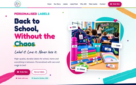 JDK Labelling Solutions website design by Squirrel Media – personalised labels in Durban