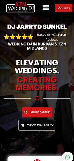 KZN Wedding DJ mobile website design by Squirrel Media