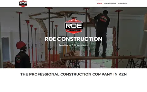 Roe Construction website design by Squirrel Media – residential & commercial construction in KZN